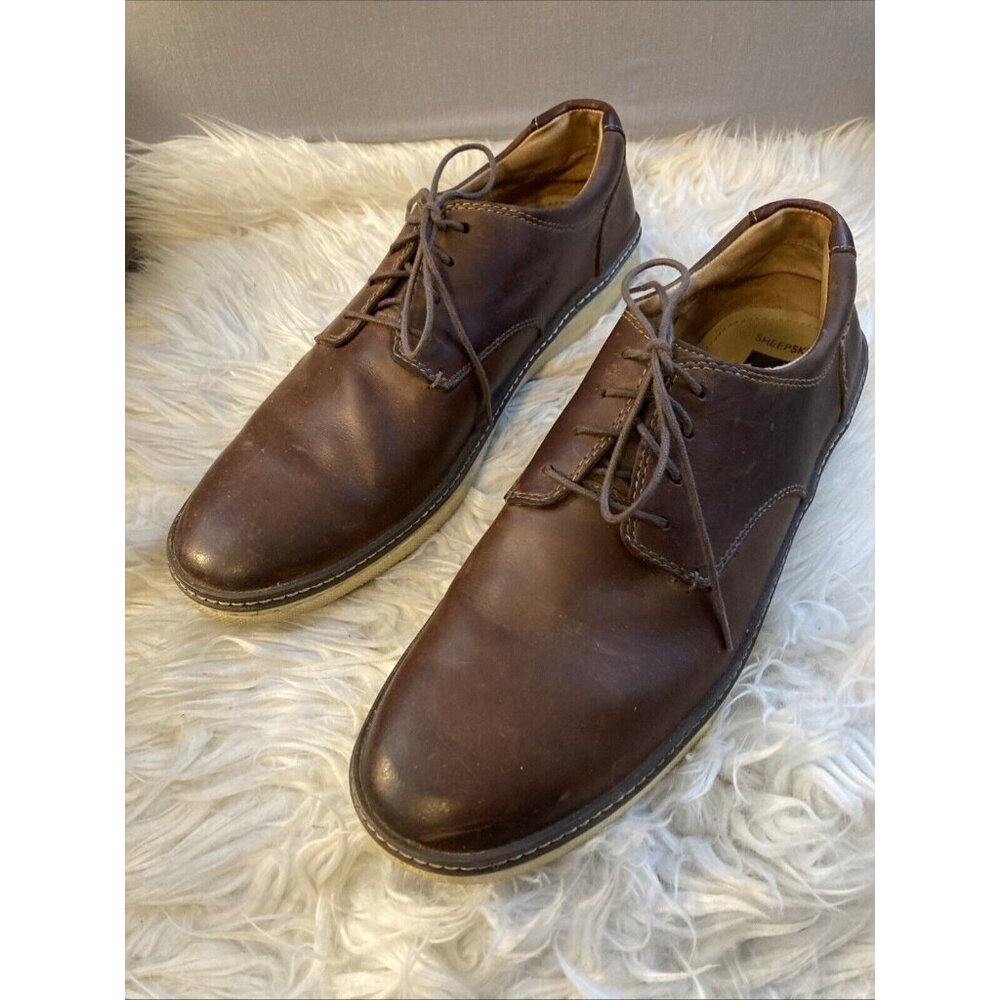 J&M Oxford Shoes Supple Leather Sheepskin Dark Brown Mens Sz 11 M